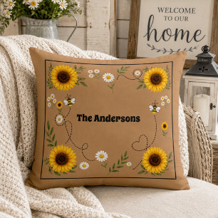 Personalized Sunflower Throw Pillow