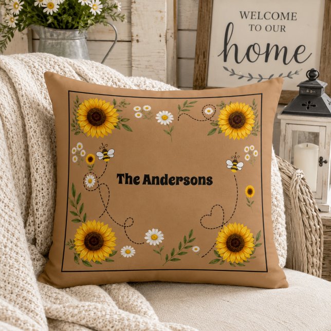 Personalized Sunflower   Throw Pillow (Creator Uploaded)