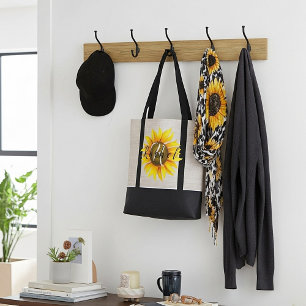 Personalized sunflower  tote bag