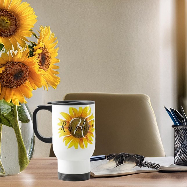 Personalized sunflower  travel mug (Creator Uploaded)