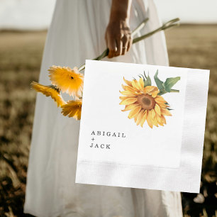 Personalized Sunflower Wedding Coined Napkin