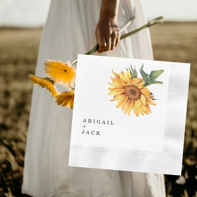 Personalized Sunflower Wedding Coined Napkin (Creator Uploaded)
