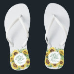 Personalized Sunflower Wedding Flip Flops<br><div class="desc">For further customization,  please click the "Customize" button and use our design tool to modify this template. If the options are available,  you may change text and image by simply clicking on "Edit/Remove Text or Image Here" and add your own. Designed by Freepik.</div>