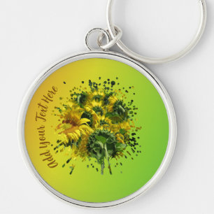 Personalized Sunflower Yellow Green Gradient Keych Keychain