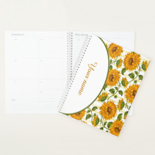Personalized Sunflowers and text Planner
