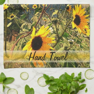 Personalized Sunflowers Before The Storm Clouds Kitchen Towel