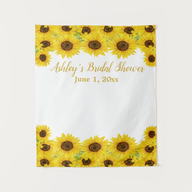 Personalized Sunflowers Bridal Shower Photo Booth Tapestry (Front)