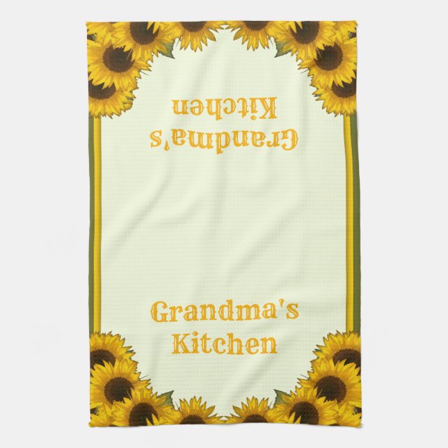 Personalized Sunflowers Kitchen Towel (Vertical)