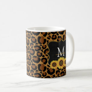 Personalized Sunflowers & Leopard Coffee Mug