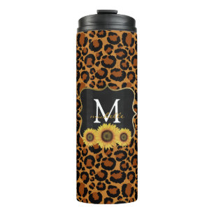 Personalized Sunflowers & Leopard Thermal Tumbler