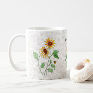 Personalized Sunflowers on Maple Leaves Coffee Mug