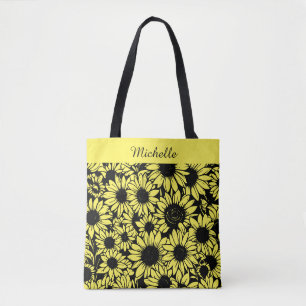 personalized sunflowers tote bag