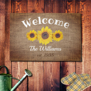 Personalized sunflowers - Welcome Doormat