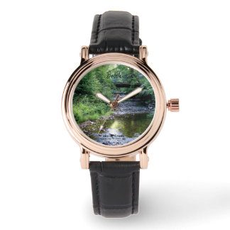 Personalized Sunlit Serenity Mountain Creek Photo Watch