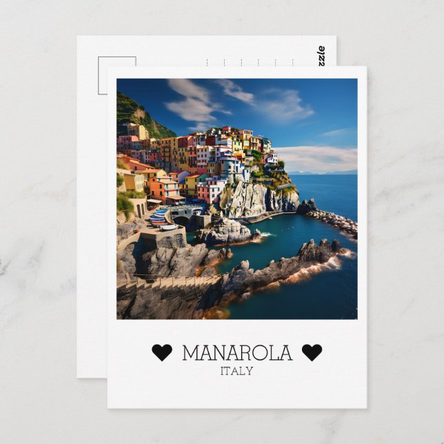 Personalized, sunny day in Manarola, Italy Postcard (Front/Back)