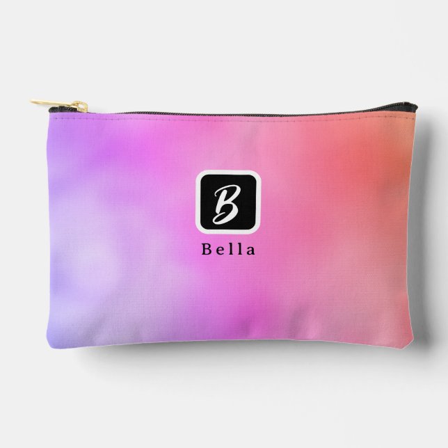 Personalized Sunny Dreamy Pink Accessory Pouch (Front)