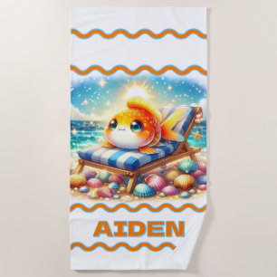 Personalized Sunny Side Up: A Fishy Vacation Beach Towel