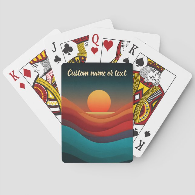 Personalized Sunset Horizon Playing Cards (Back)