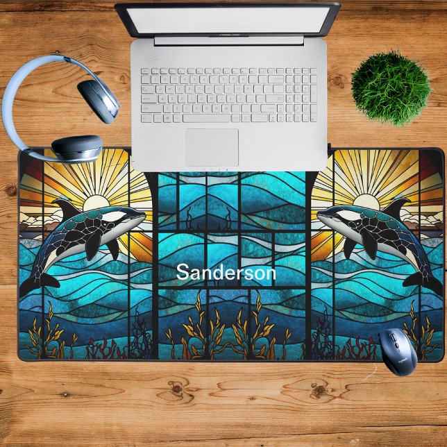Personalized Sunset Ocora Black Blue Ocean Desk Mat (Creator Uploaded)
