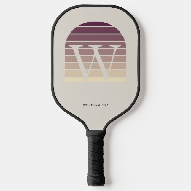 Personalized Sunset Ombre Monogram Pickleball Paddle (Front)