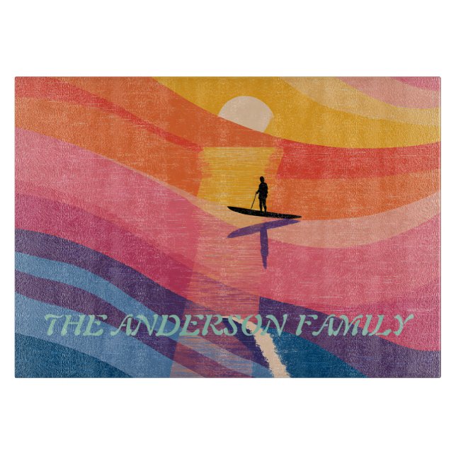 Personalized Sunset Paddle Board Cutting Board (Front)