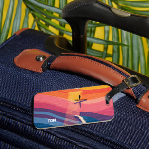 Personalized Sunset Paddle Board Luggage Tag