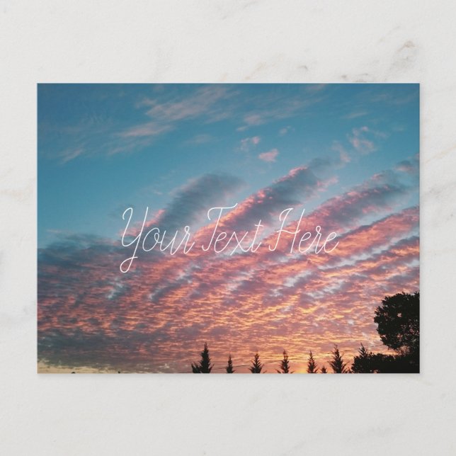 Personalized Sunset Pink Clouds Landscape Postcard (Front)