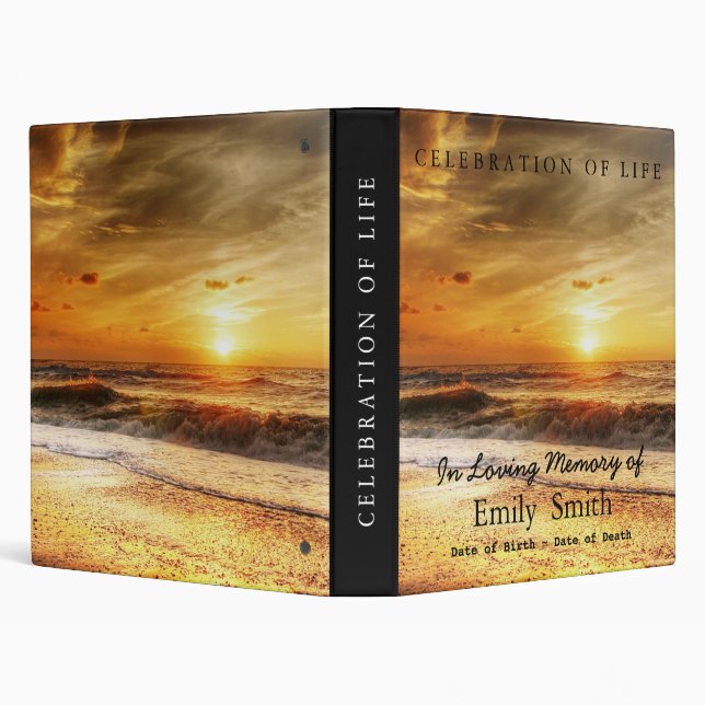 Personalized Sunset Sea Celebration of Life Binder (Background)