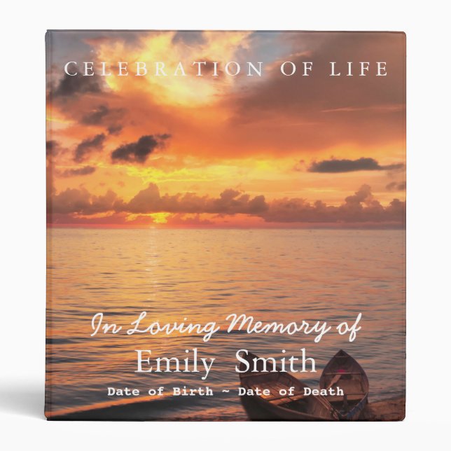 Personalized Sunset Sea Celebration of Life Binder (Front)