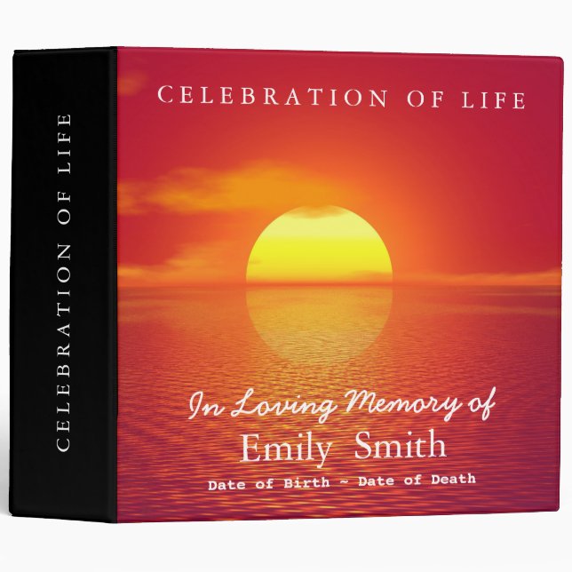 Personalized Sunset Sea Celebration of Life Binder (Front/Spine)
