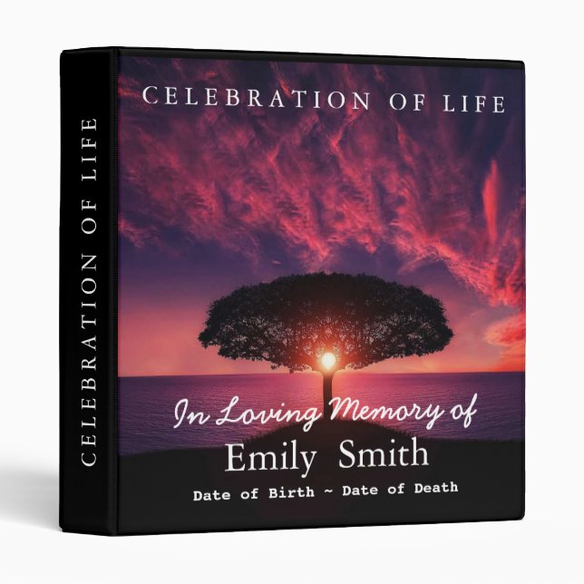 Personalized Sunset Sea Celebration of Life Binder (Front/Spine)