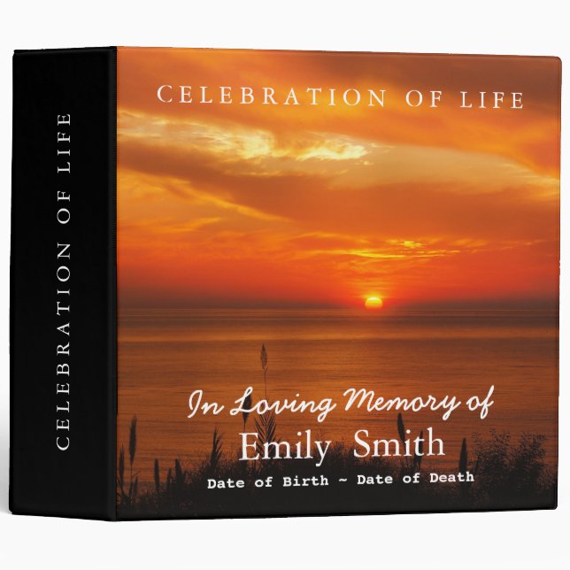 Personalized Sunset Sea Celebration of Life Binder (Front/Spine)