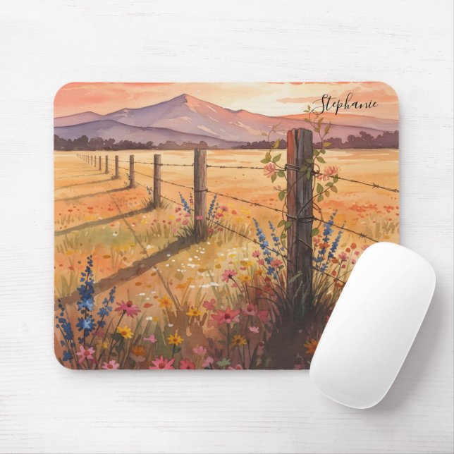 Personalized Sunset Wildflower Desk Mouse Pad (With Mouse)