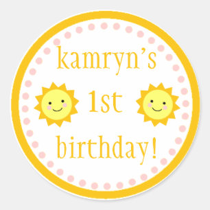 Personalized Sunshine 1st Birthday Sticker