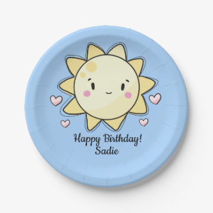 Personalized Sunshine Happy Birthday Paper Plate