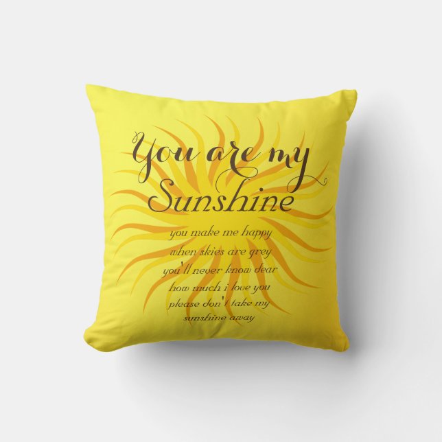Personalized Sunshine Yellow Throw Pillow (Front)