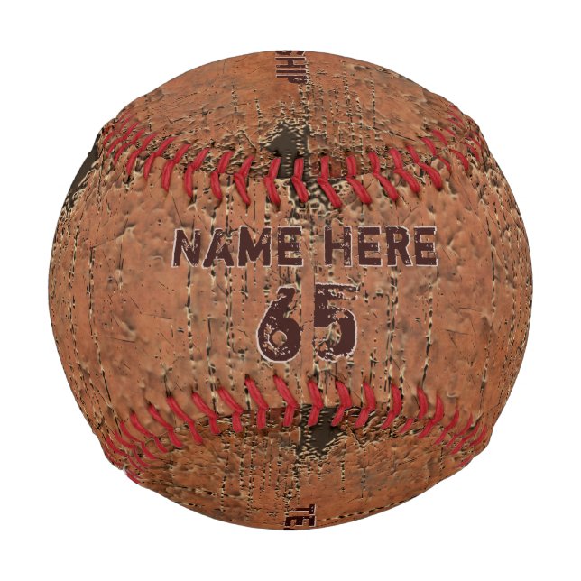 Personalized Super Cool Rustic Baseball Ball (Front)