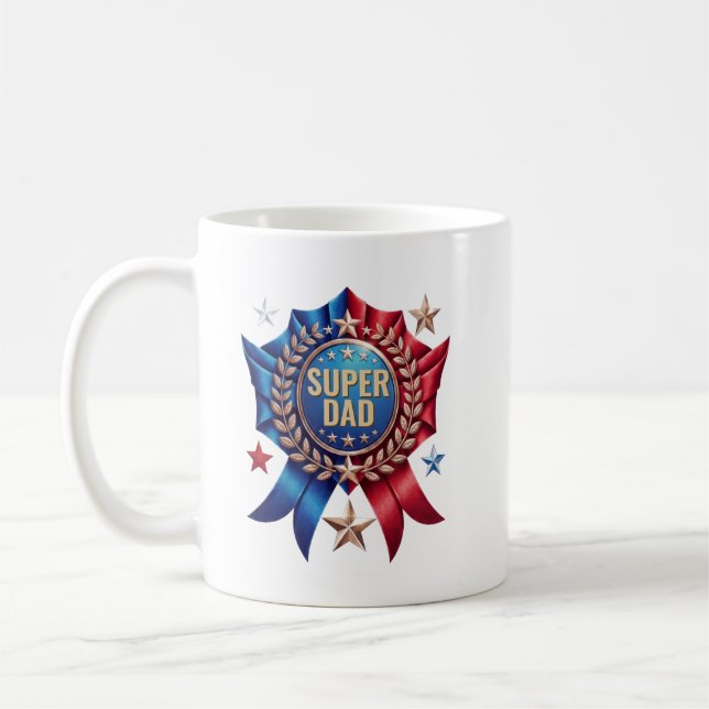 Personalized Super Dad Custom Name Hero Father's  Coffee Mug (Left)