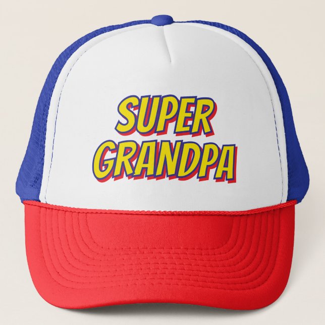 Personalized Super Grandpa, Superhero Father's Day Trucker Hat (Front)