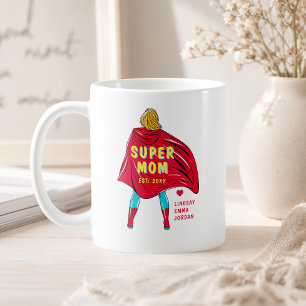 Personalized Super Mom Mug Custom Kids Names