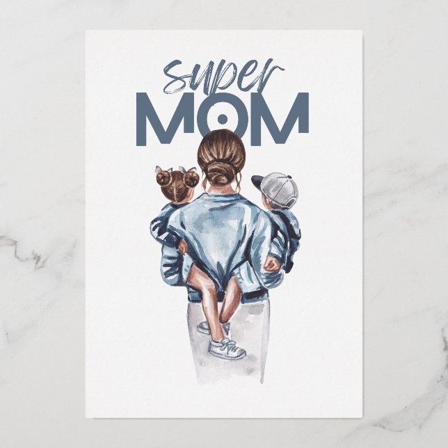 Personalized Super Mom with Son and Daughter Gift  (Front)
