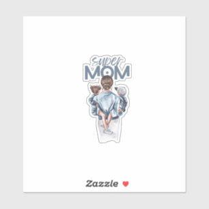 Personalized Super Mom with Son and Daughter Gift