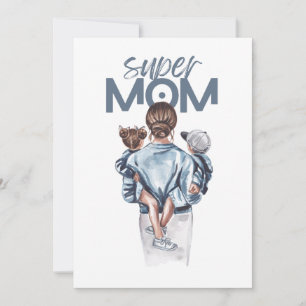 Personalized Super Mom with Son and Daughter Gift  Announcement