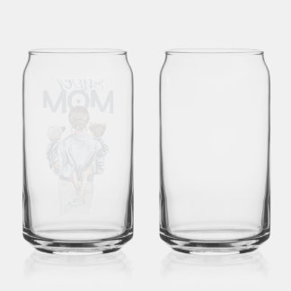 Personalized Super Mom with Son and Daughter Gift Can Glass
