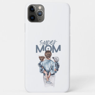 Personalized Super Mom with Son and Daughter Gift iPhone 11 Pro Max Case