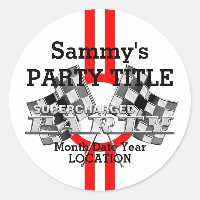 Personalized Supercharged Performance Party Classic Round Sticker (Front)