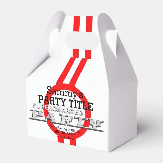 Personalized Supercharged Performance Party Favor Box (Front Side)