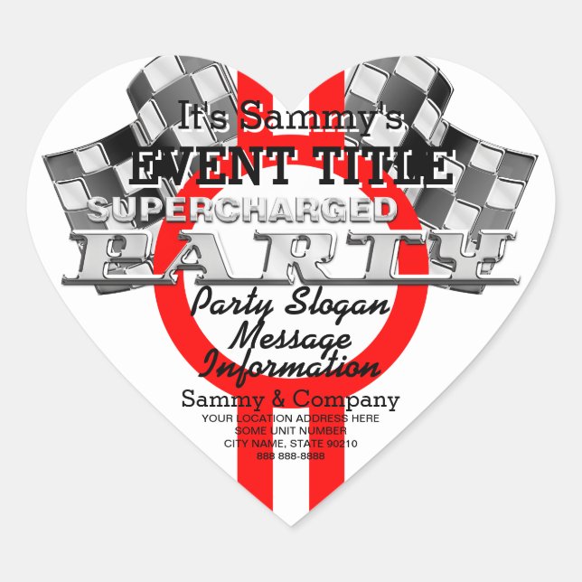 Personalized Supercharged Performance Party Heart Sticker (Front)