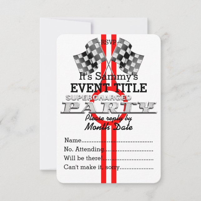 Personalized Supercharged Performance Party Invitation (Front)