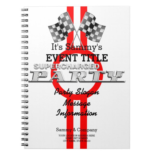 Personalized Supercharged Performance Party Notebook (Front)